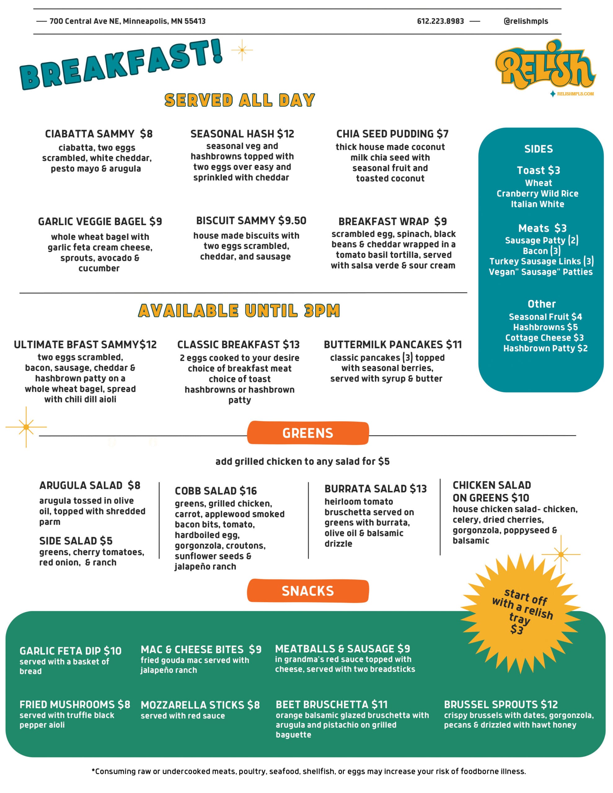 FULL FOOD MENU