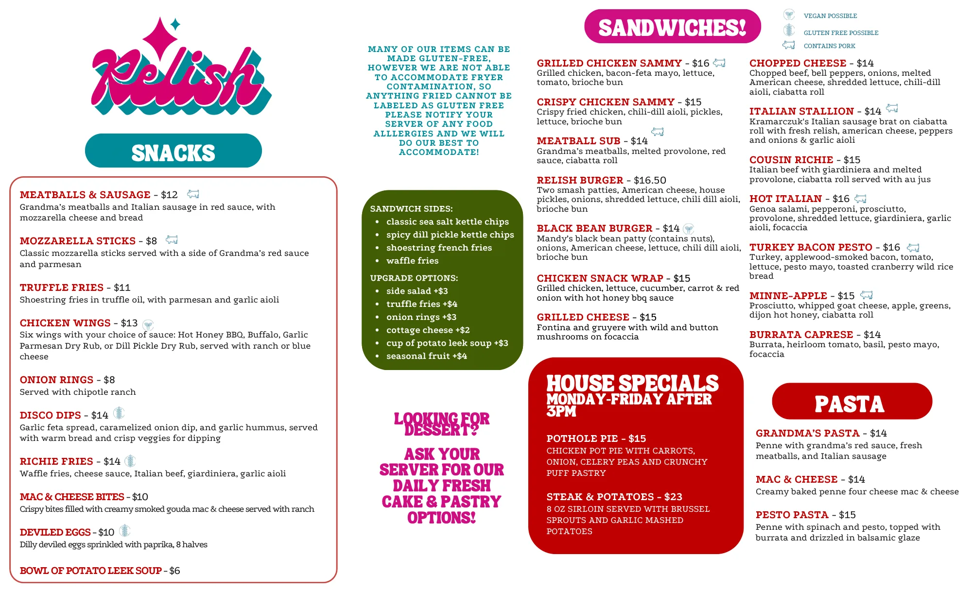 Relish Brunch Menu, Page 2
